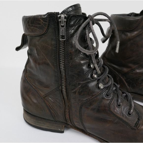 Allsaints Distressed 7" Side Zip Leather Boots Men's 10 Combat Biker *READ* - Picture 7 of 16